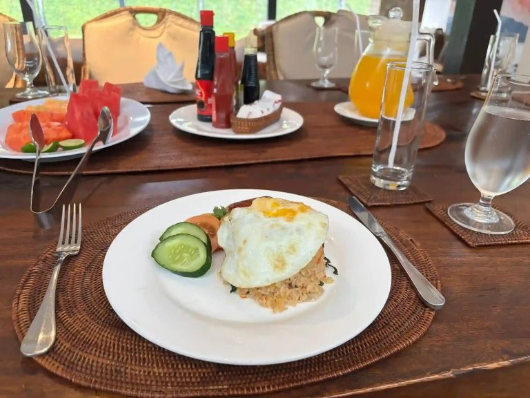 Plated fried-rice breakfast served at a Bali villa